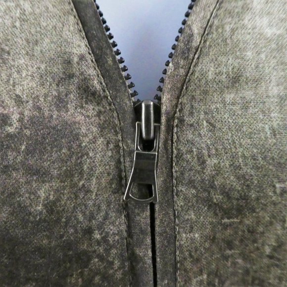 Silk V Neck GoBy GoSilk Metal Zip Pullover Top Mex Media Woven Raw Hem Washable - Picture 4 of 7